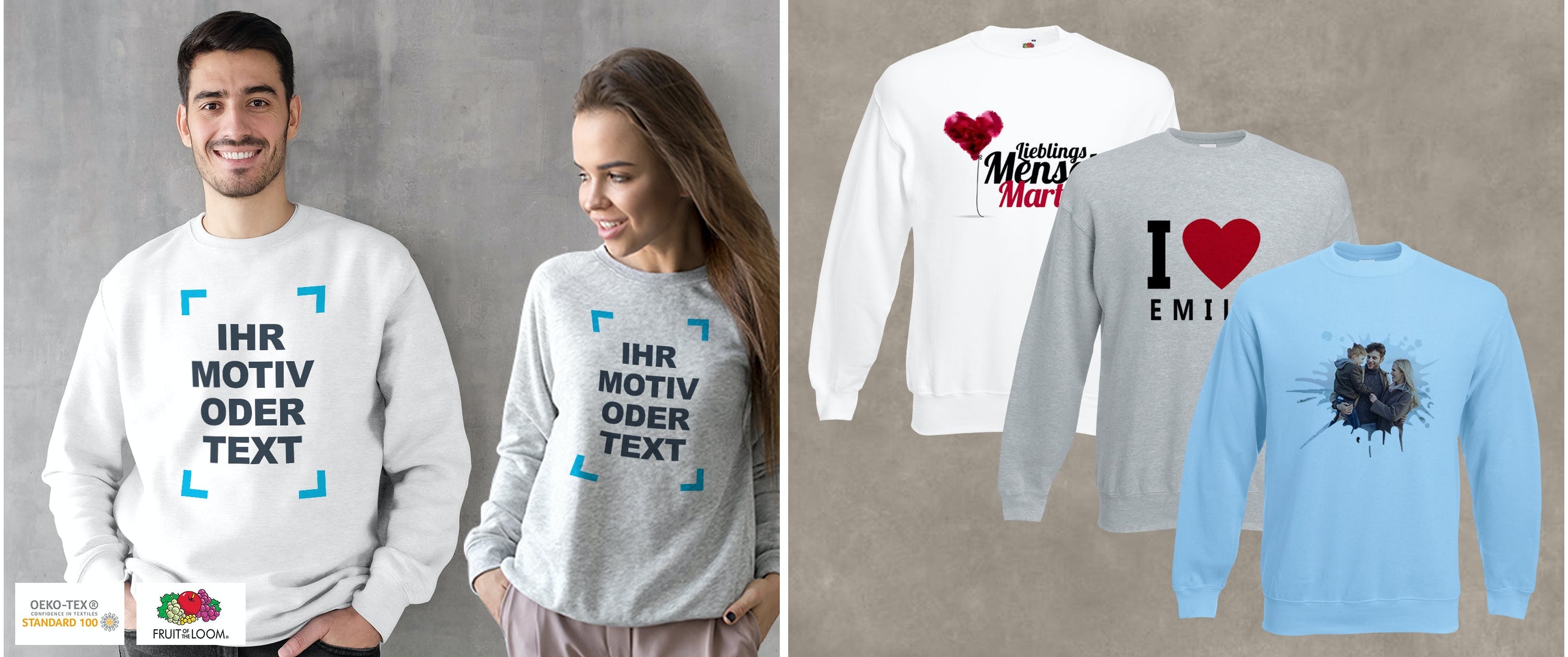 Pullover mit Foto & Text bedrucken
