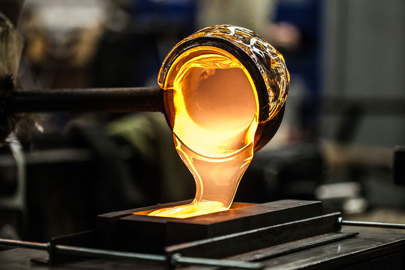 Pouring Melted Glass into Graphite Mold